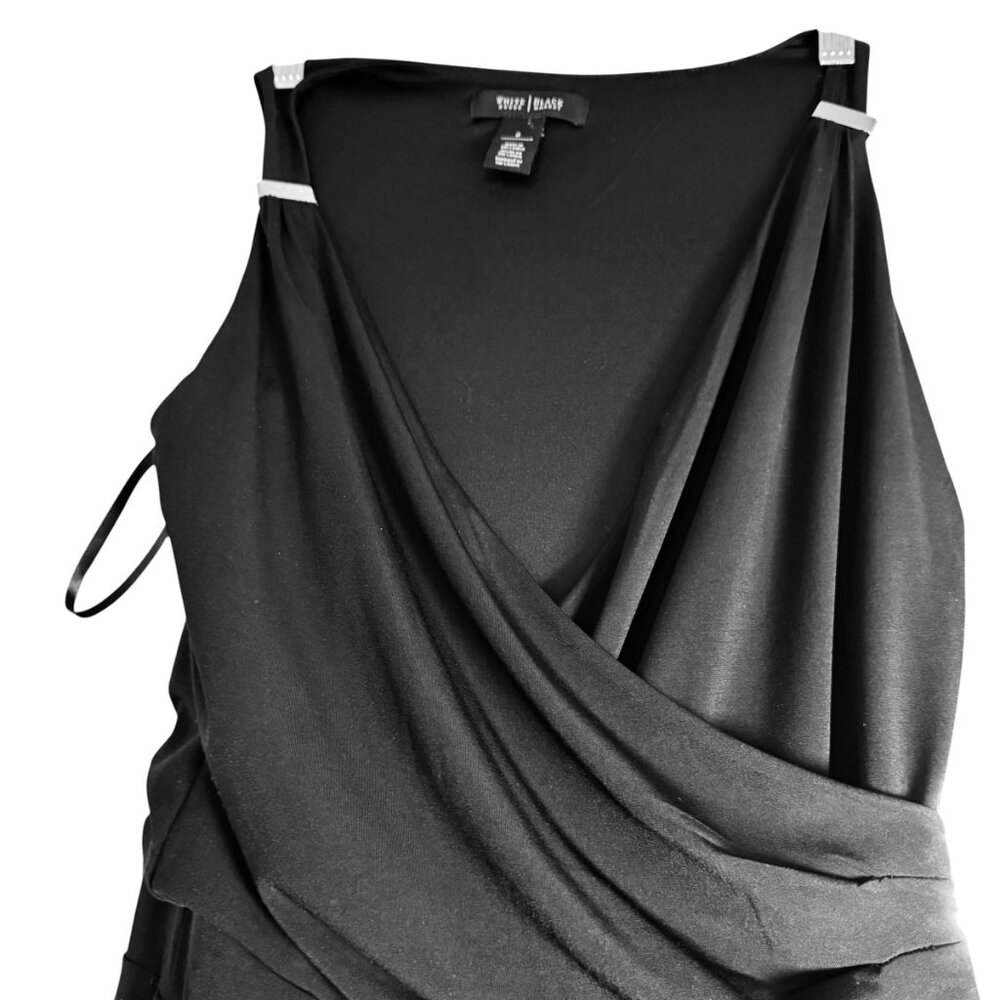 White House Black Market Black Sleeveless Wrap Jumpsuit Size 0 Elegant One-Piece - Picture 3 of 9